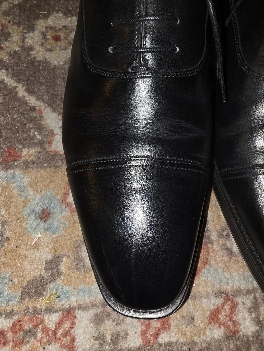 SANTONI Gorgeous Black Leather Dress Balmoral Oxfords Size 8D NICE!!